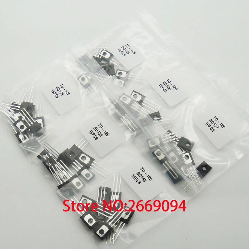 60 шт./лот BD135 BD136 BD137 BD138 BD139 BD140 каждый 10 шт. TO126 Silicon NPN Epitaxial Power триодный транзистор