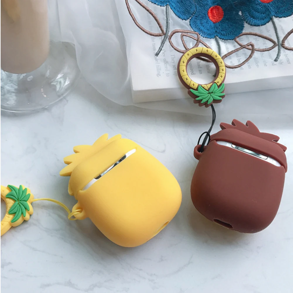 Силиконовый чехол для наушников AirPods ананас сумка Apple Airpods зарядное устройство