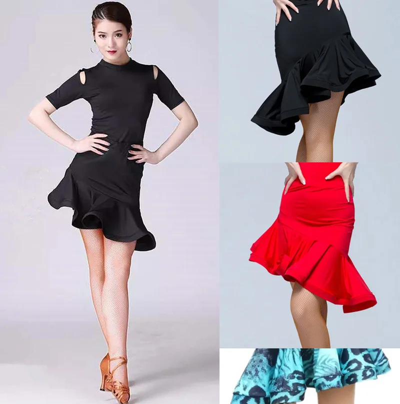 

Leopard Print Latin Dress Adult Professional Dancing Short Skirt Women High Quality Rumba Samba Latin Practice Dance Skirt