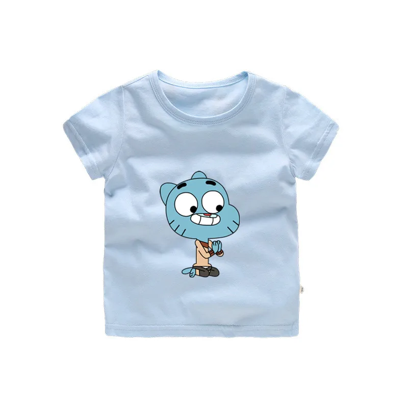 Новая забавная Футболка с принтом «Удивительный мир Gumball 013 Kingdom» Детская летняя Милая одежда топы для мальчиков и девочек, футболка 0,5 - Цвет: A18