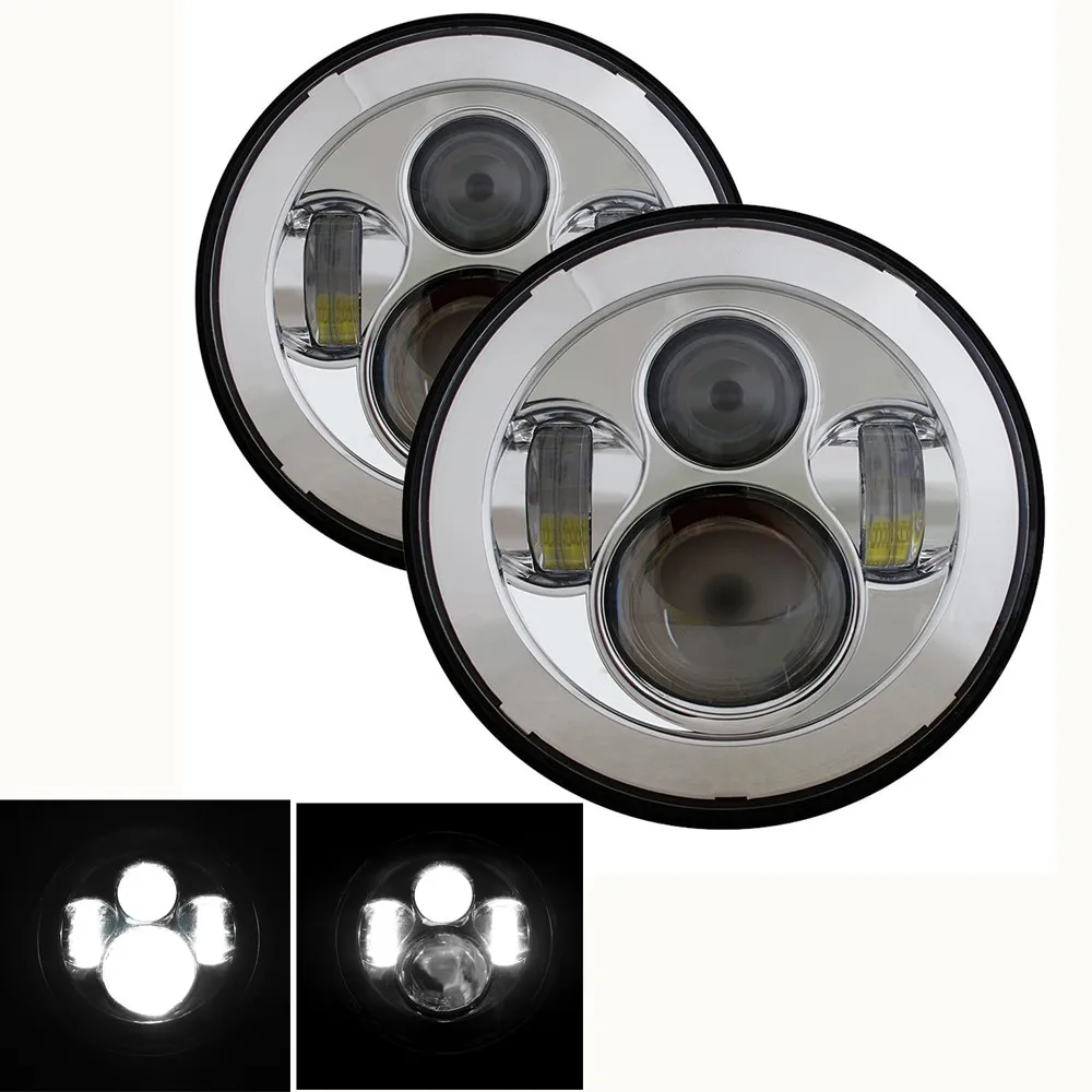 Model 7 Chrome Точечный светодиодный Hi Low проектор 7 дюймов круглые фары для Ford Mustang 1965-1978 для Jeep Wrangler JK TJ 1997 - Цвет: Model 7 Chrome