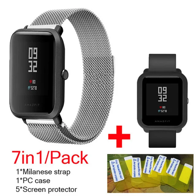13 7в1 умные аксессуары для часов Amazfit Bip, Миланский Браслет из нержавеющей стали, защита для экрана amazfit bip, чехол - Цвет: 13