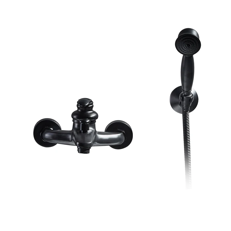 

Brass Black Shower Set Bathroom Faucet Wall Rainfall Shower Head Mixer with Handheld Spray Set Single Handle Shower System
