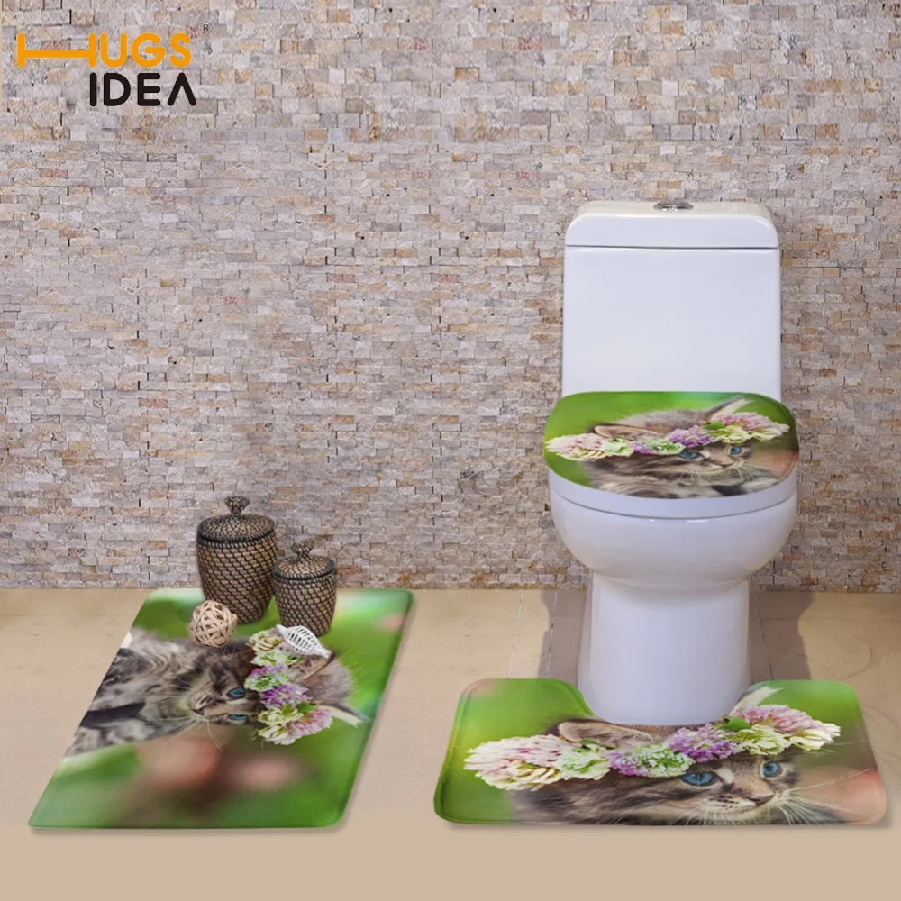 HUGSIDEA Милые 3D Животные Кошки 3 шт. искусственная Обложка ванная комната крышка