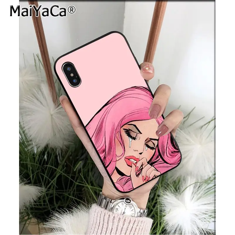 MaiYaCa Pop Art Cry черный мягкий чехол для телефона из ТПУ Apple iPhone 8 7 6 6S Plus X XS MAX 5 5S SE XR