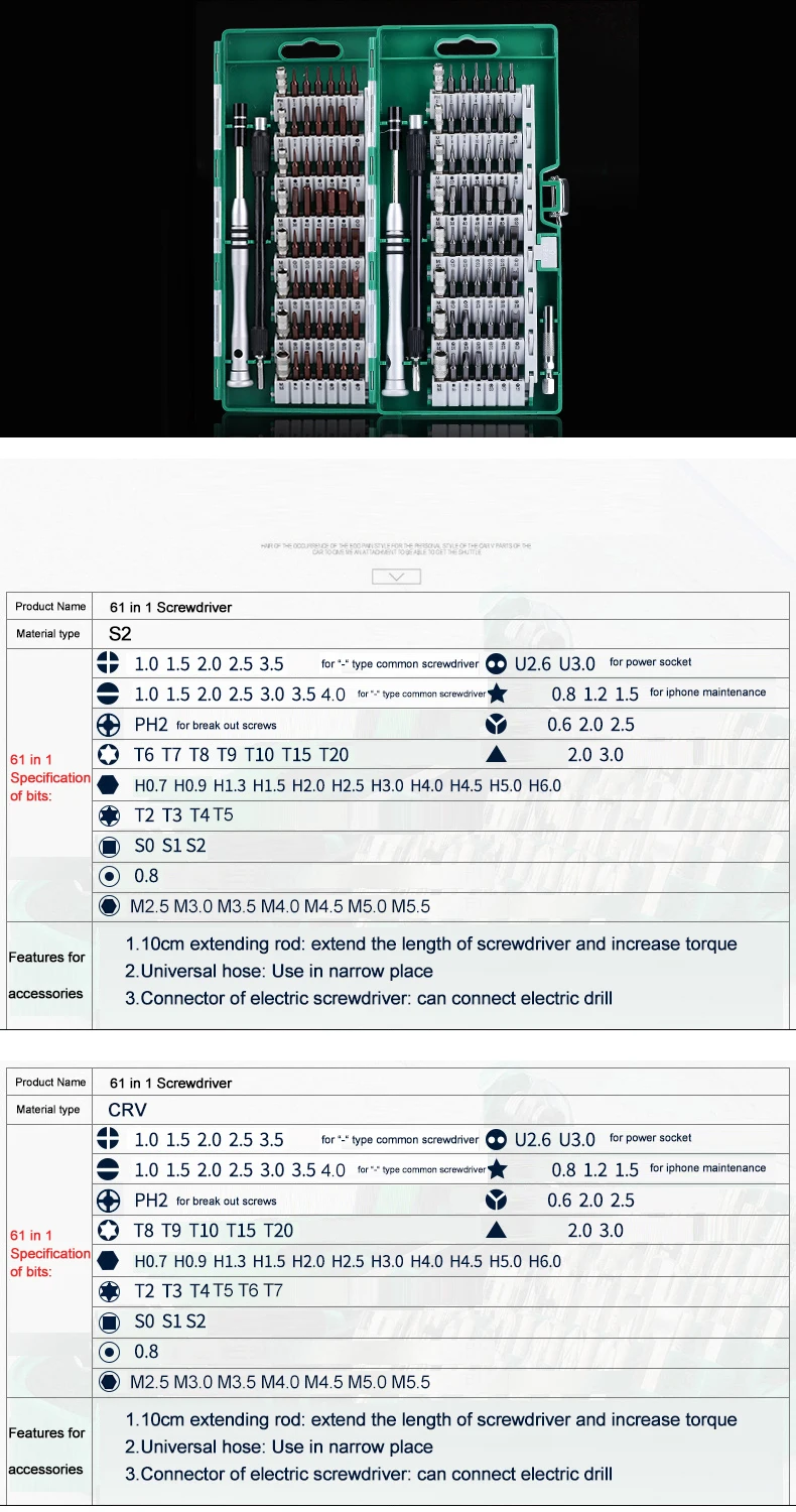 Набор прецизионных отверток ELECALL 61 в 1 для телефона, компьютера, отвертки torx, набор инструментов для ремонта
