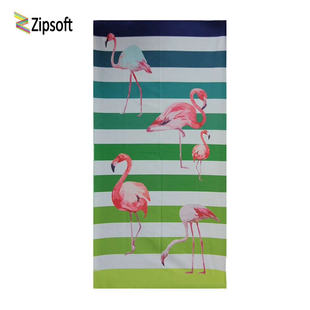 Zipsoft пляжное полотенце с принтом Фламинго 75x150 см Большой размер микрофибра ткань
