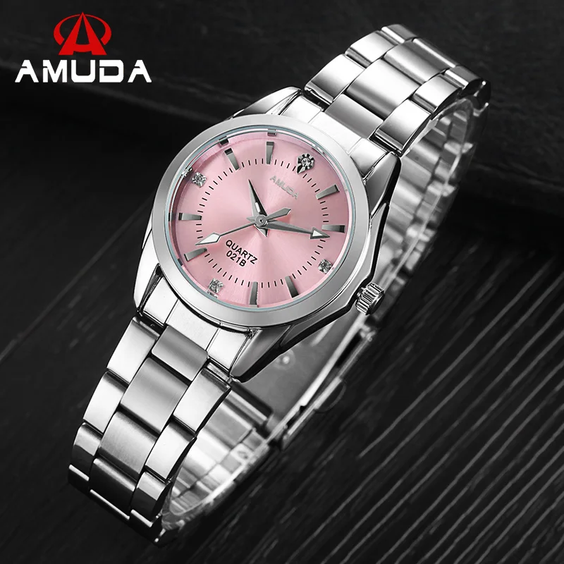Бренд AMUDA модные наручные часы для женщин ремешок из нержавеющей стали ЖЕНСКИЕ
