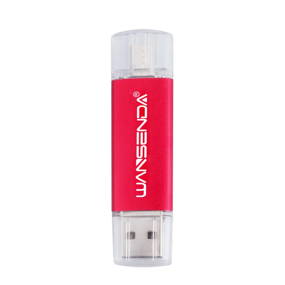 Wansenda, металлические флеш-накопители USB OTG, флешки, 4 ГБ, 8 ГБ, 16 ГБ, 32 ГБ, 64 ГБ, 128 ГБ, 256 ГБ, Usb флешки, внешний накопитель для смартфонов/ПК - Цвет: Красный