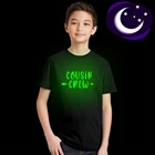 Брата с круглым вырезом Детская светящаяся в темноте футболка на лето с коротким рукавом Футболка для мальчиков футболки для девочек, модные повседневные топы с рисунком, одежда