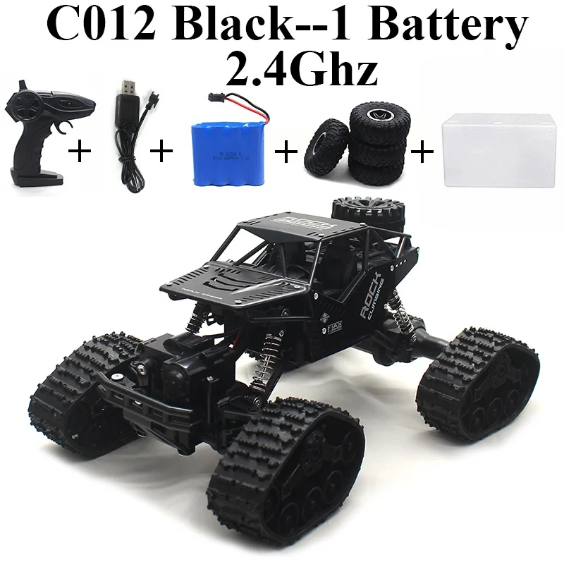 Black-Set-1 New Arrival Rock Crawler 4WD Remote Controll Car 1:16 Snowmobile Machine On Remote Controlled Toys For Children Boys Gift C012 - Цвет: Black-Set-1