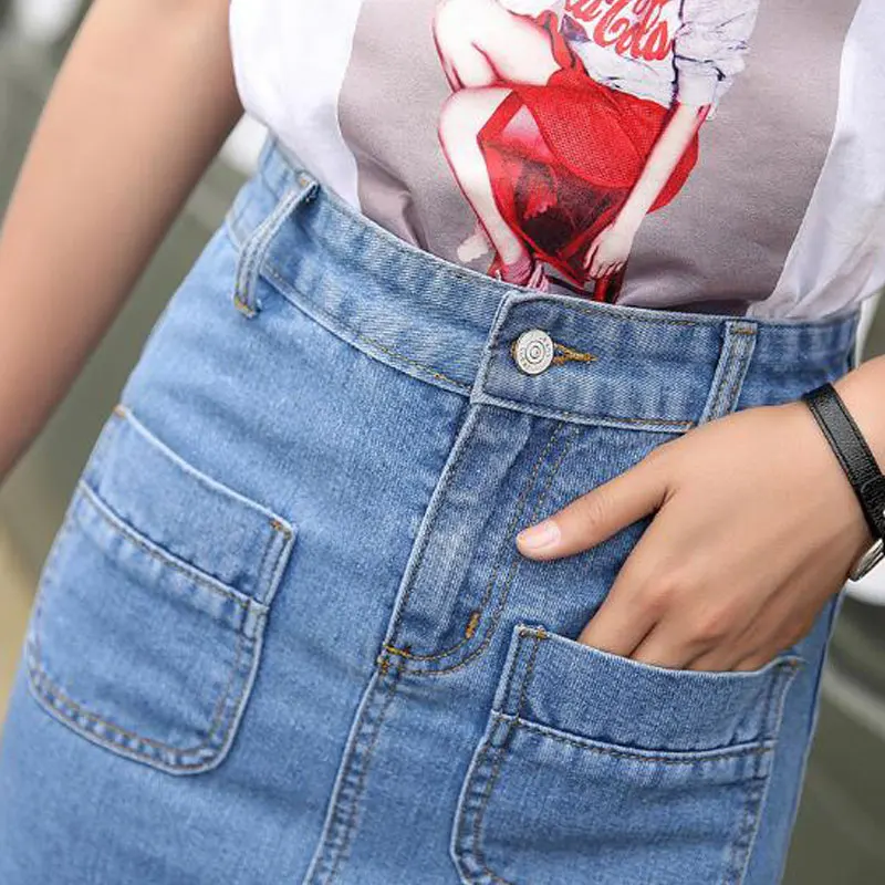 Юбка женская летняя длинная с высокой талией из джинсовой ткани S XXL|skirt spring|denim