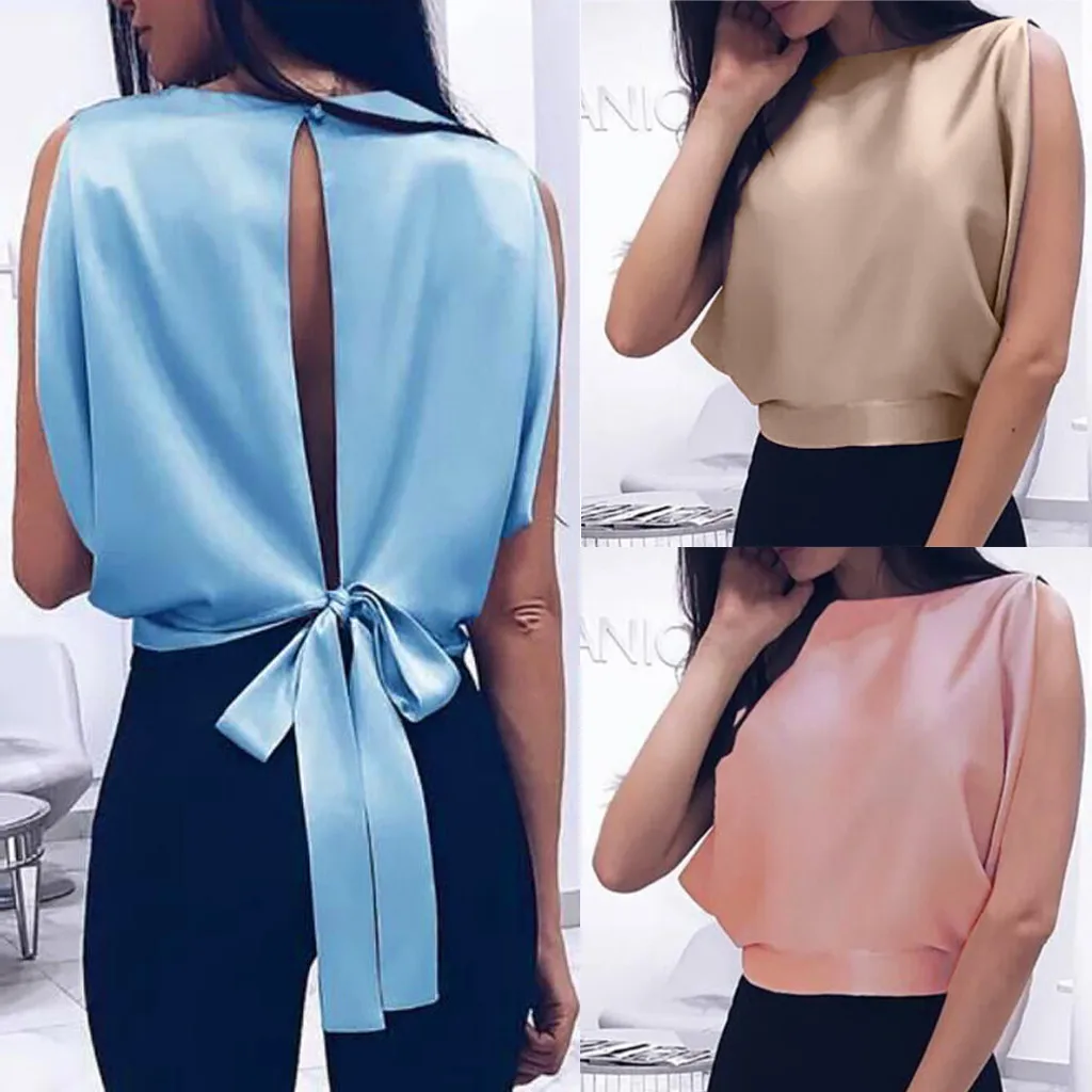 Summer Tank Top Women Streetwear Bow Sleeveless Top Party Tops For Women Festival Sexy Backless Woman Clothes