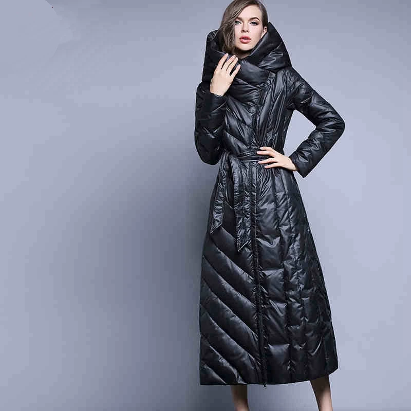 (TopFurMall) европейские осенне-зимние женские парки пуховики с капюшоном Женская