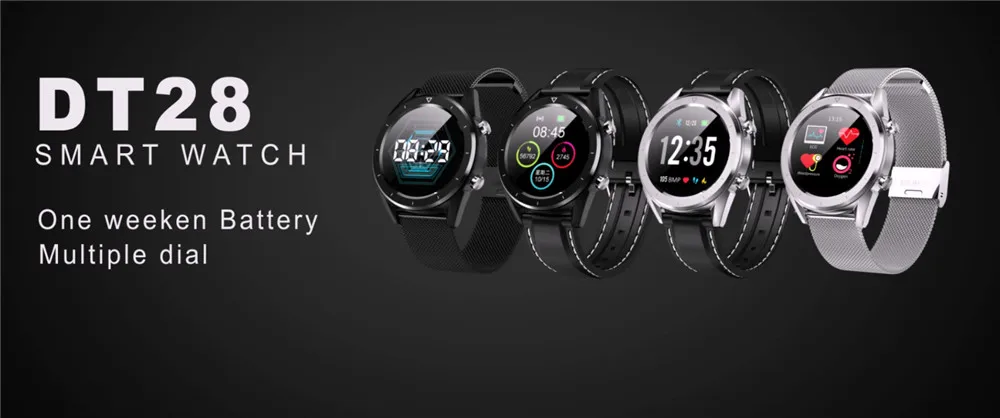 AMYNIKEER Смарт-часы DT28 Спорт на открытом воздухе Bluetooth часы фитнес-трекер высотная погода секундомер кровяное давление ECG