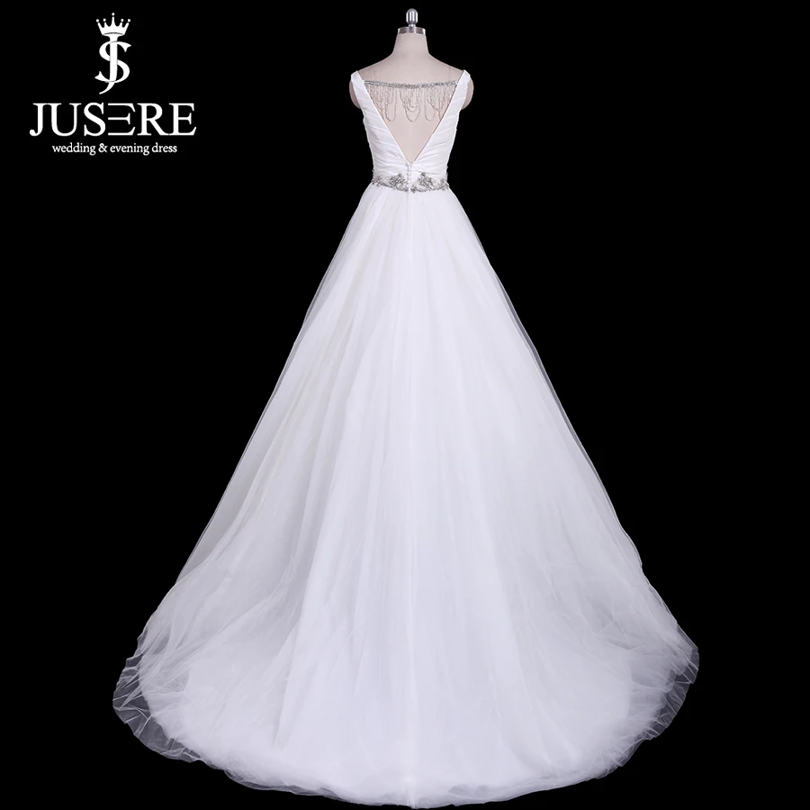 Jusere In stock Cheap A Line Tulle Bridal Dresses Crystals Waist &amp Back Wedding Fast Shipping | Свадьбы и торжества