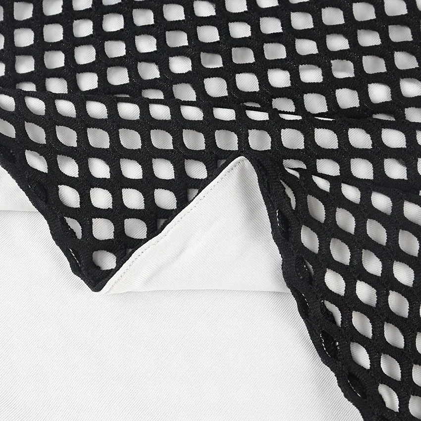 Для женщин Сексуальная бинты двойной патч ажурные Сетчатое платье Осень Новая