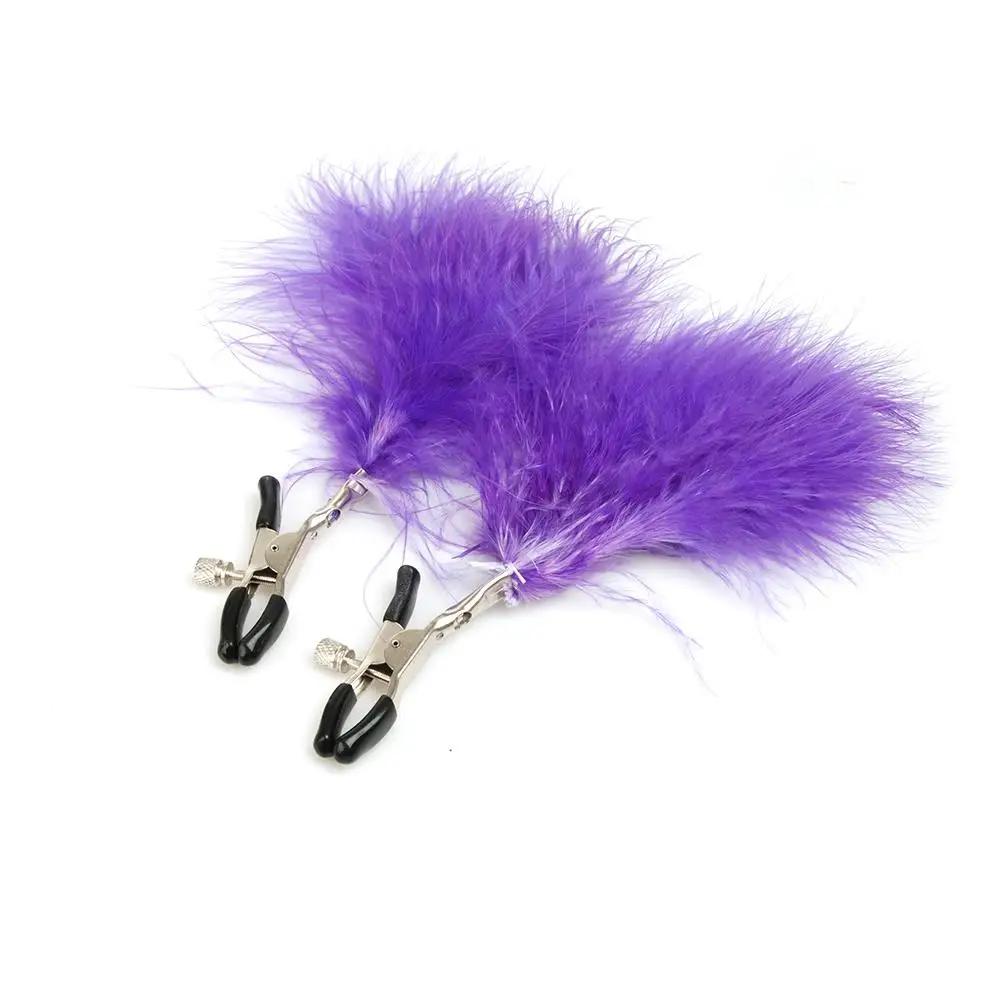 Зажимы для сосков с красными перьями регулируемые зажимы массажер бюста