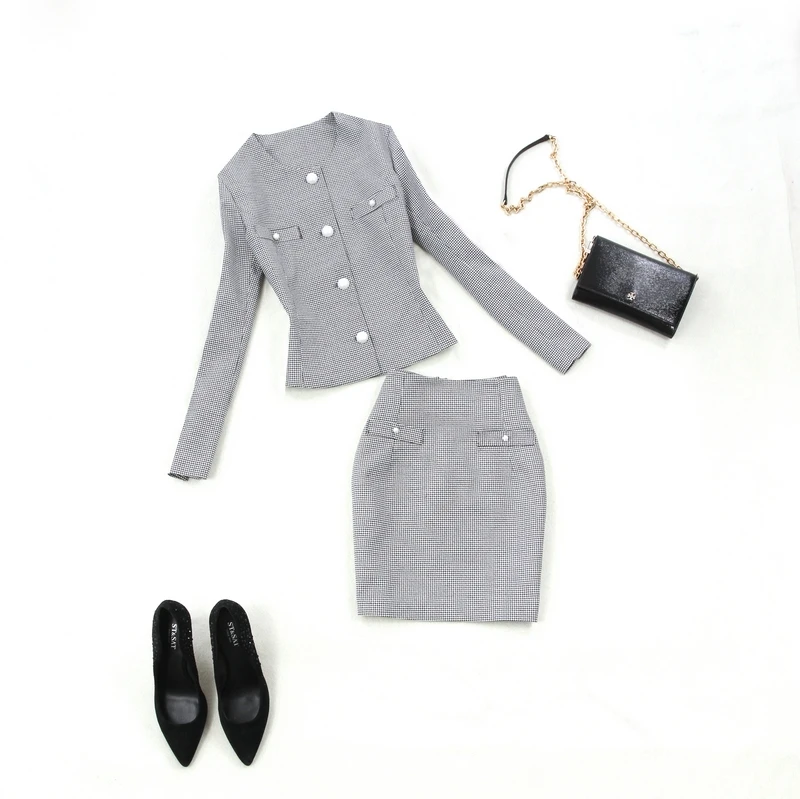 Женская 2019 Весна и лето новый большой Размеры Черный Белый Хаундстут Ретро