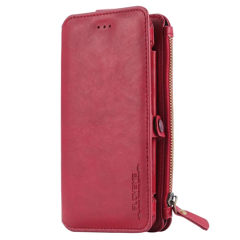 Red Кошелек подвесной поясной чехол для телефона для samsung S7 S6 Edge Plus Note 5 7 4 3 coque Роскошный кожаный чехол Fundas чехол аксессуары сумки - Цвет: Red