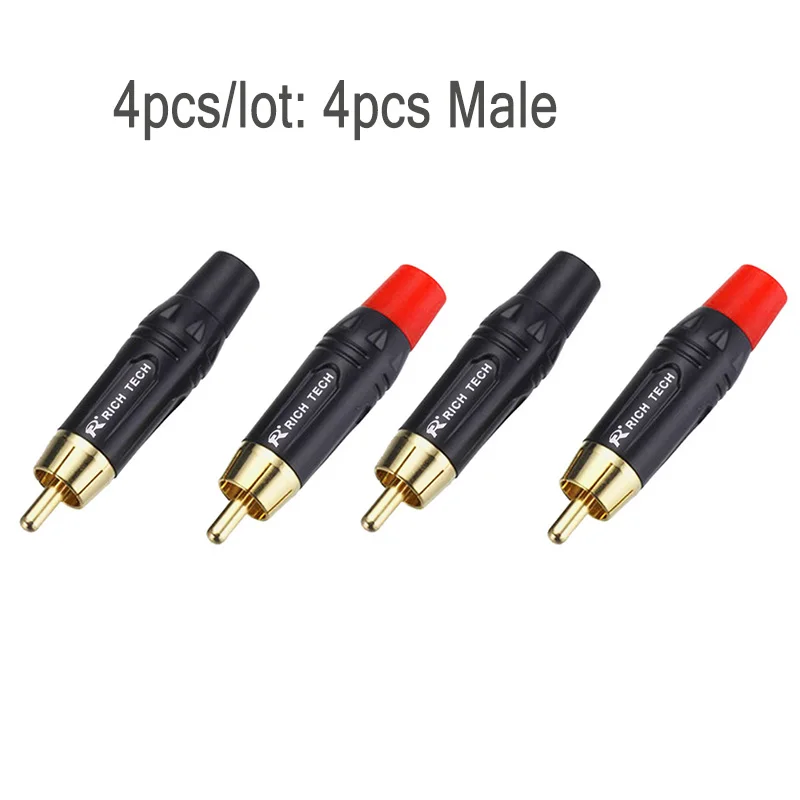 4pcs Male 4 шт./лот RCA мужской/женский разъем высокое качество позолоченный RCA штекер Гнездо аудио динамик Phono разъем - Цвет: 4pcs Male