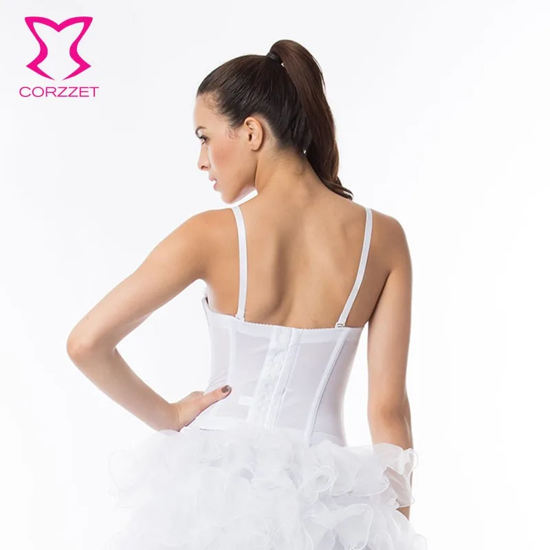 Корзет белый хлопок Overbust свадебные корсеты и бюстье талии тренер стальная