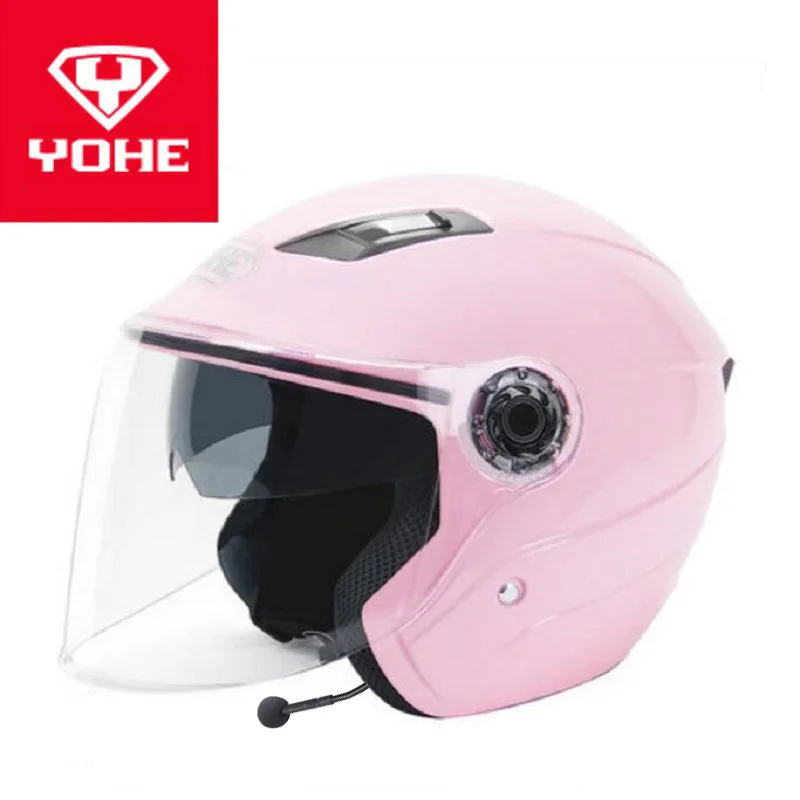 Летние мотоциклетные шлемы YOHE с двойными линзами полузакрывающие Bluetooth из