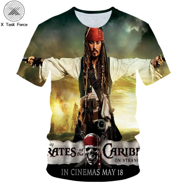 Мужская и женская футболка с 3D принтом пиратов Карибского моря крутая лето