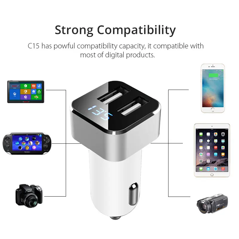 VANJEW C16 Dual USB Автомобильное зарядное устройство 3.1A выход быстрое для мобильного