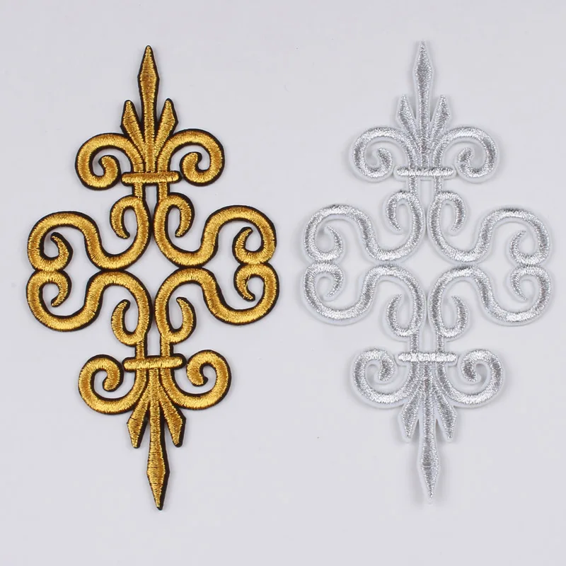 5 шт./лот золотые серебряные вышитые патчи с цветами наклейки для костюмированной