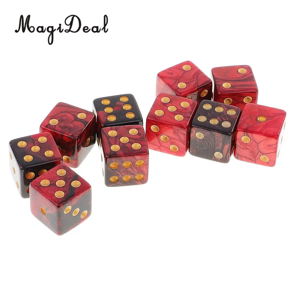 MagiDeal горячая распродажа 10 шт. пластиковые шестисторонние D6 кости цифровая