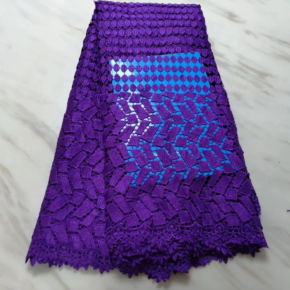 

Cassiel New Arrival high quality African cord lace fabric Purple Swiss voile Embroidered Guipure Fabric For Wedding