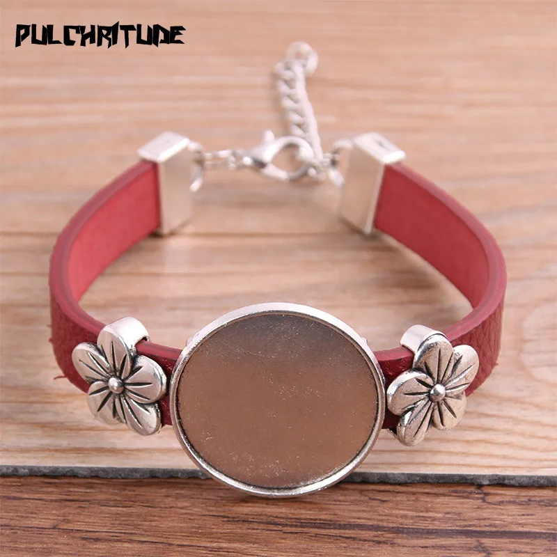 1 шт. пустые подносы для цветочных браслетов из искусственной кожи стеклянные