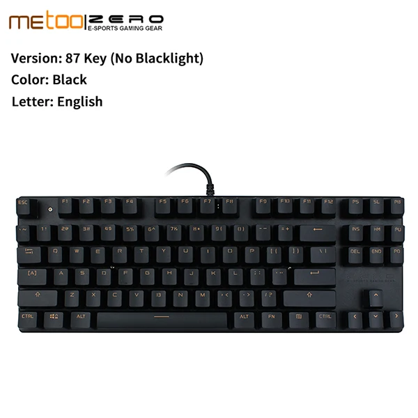 87 No Blacklight Скидка Metoo Edition механическая клавиатура 104 клавиш синий переключатель игровые клавиатуры для планшета настольная русская наклейка - Цвет: 87 No Blacklight
