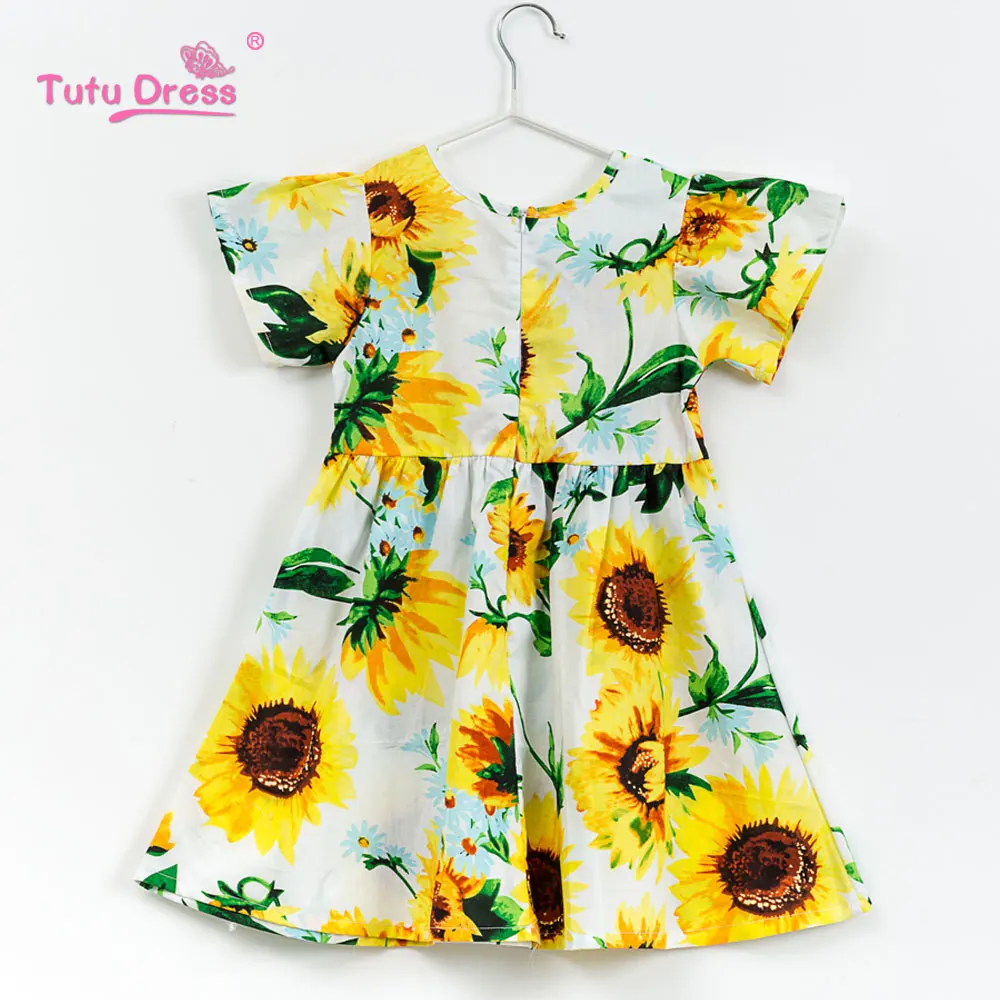 Летнее хлопковое платье принцессы с коротким рукавом и цветочным принтом |