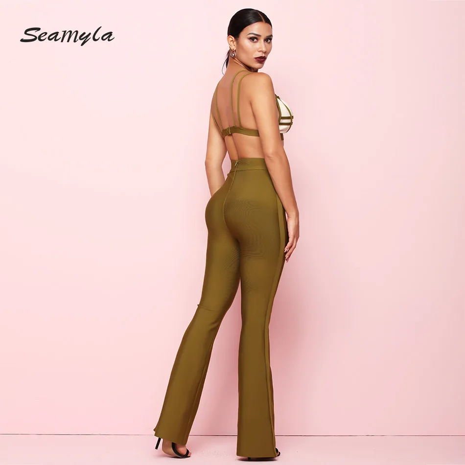 Seamyla 2019 новый комплект из двух предметов женский летний бандажный топ и брюки