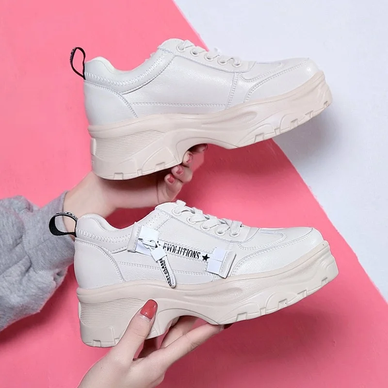 Женская Повседневная обувь коллекция 2019 года Осенняя на толстой платформе