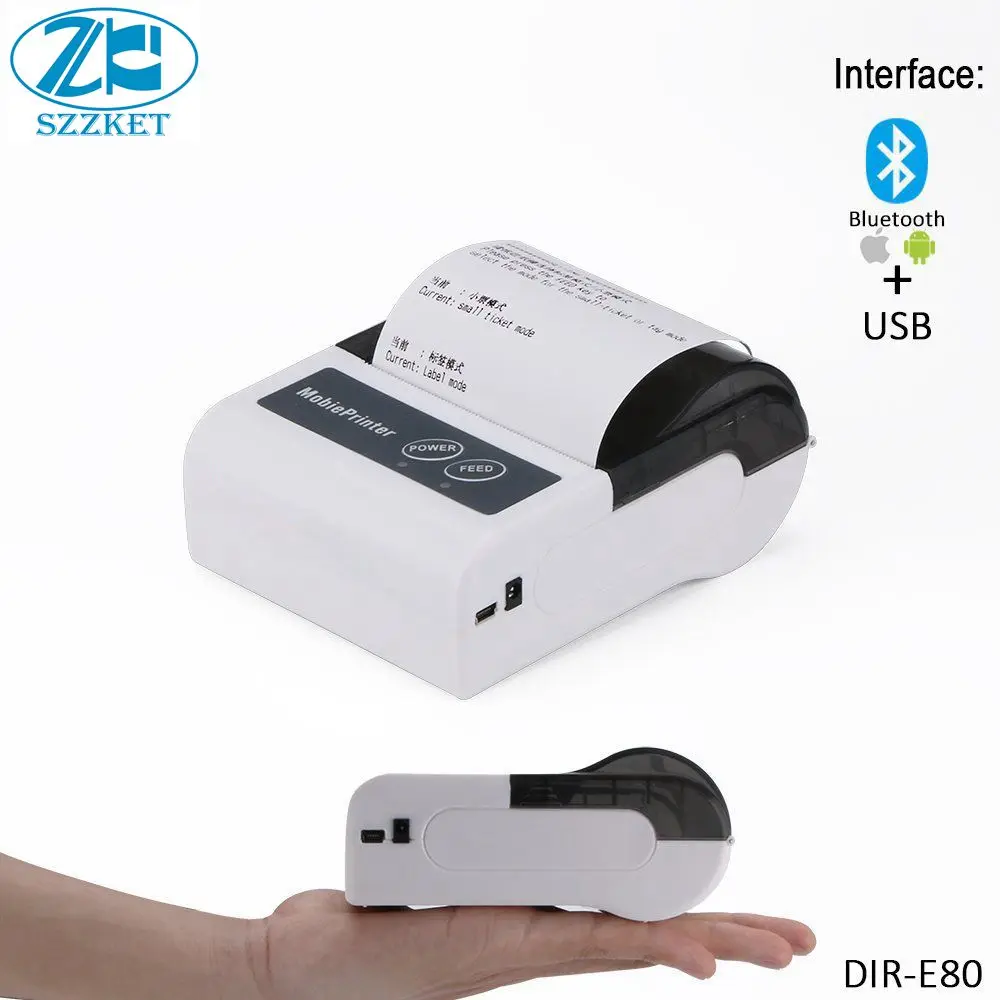 Bluetooth принтер портативный двухрежимный Термопринтер для чеков и этикеток ширина
