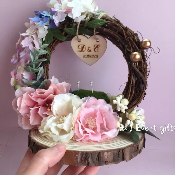 Ring bearer 1 1 шт. венок Подушка помолвка пользовательское имя двойной носитель футляр для колец персонализированные деревенский цветочный стиль кольцо Подушка - Цвет: Ring bearer 1