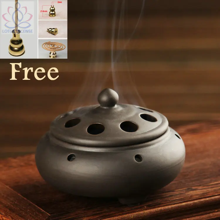 Chinese Ceramic Incense Burner Handmade Antique Burner Sandalwood Furnace With a Brass Incense Holder Home Decor Free Shipping