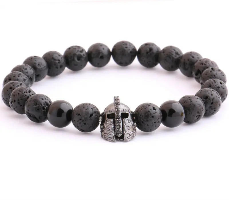 Новое поступление воины и кавалеры чемпион броня мужской браслет из черной лавы