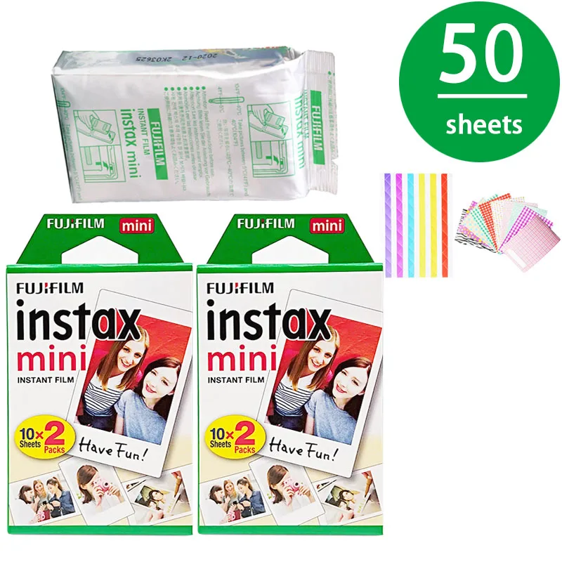 50 SHEETS 10-100 листов Fujifilm Instax Mini White Edge пленка мгновенная фотобумага для Instax Mini 8 9 7s 9 70 25 50s 90 SP-1 2 камеры подарки - Цвет: 50 SHEETS