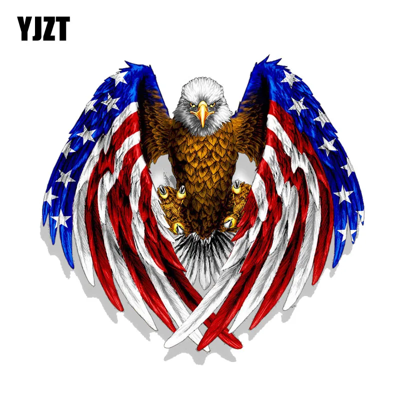 YJZT 16 см * 15 стикер для автомобиля США Bald Eagle американский флаг ПВХ смешная наклейка