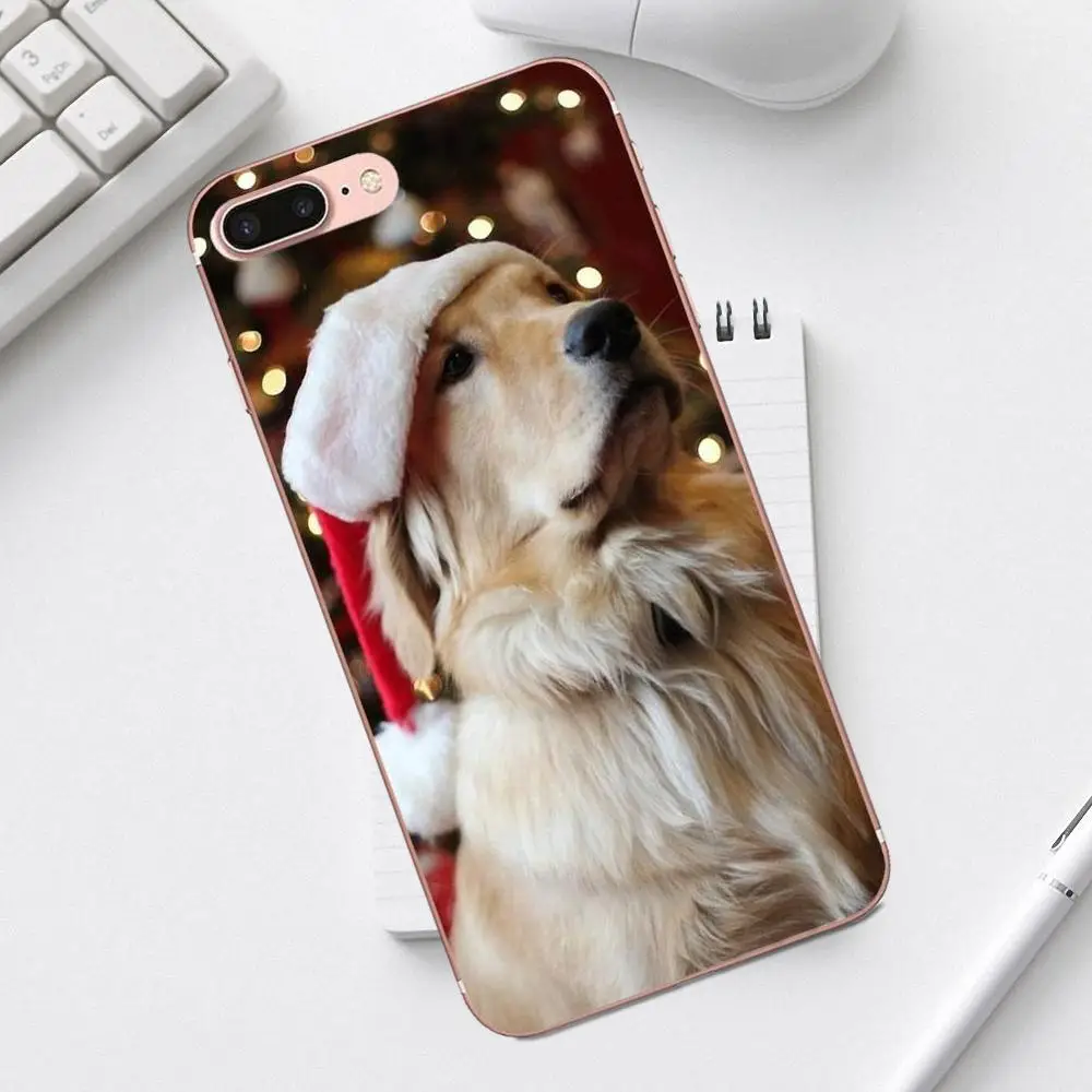 Qdowpz Рождественская собака шляпа для iPhone 4 4S 5 5C SE 6 6S 7 8 Plus X XS Max XR Galaxy A3 A5 J1 J3 J5 J7 2017