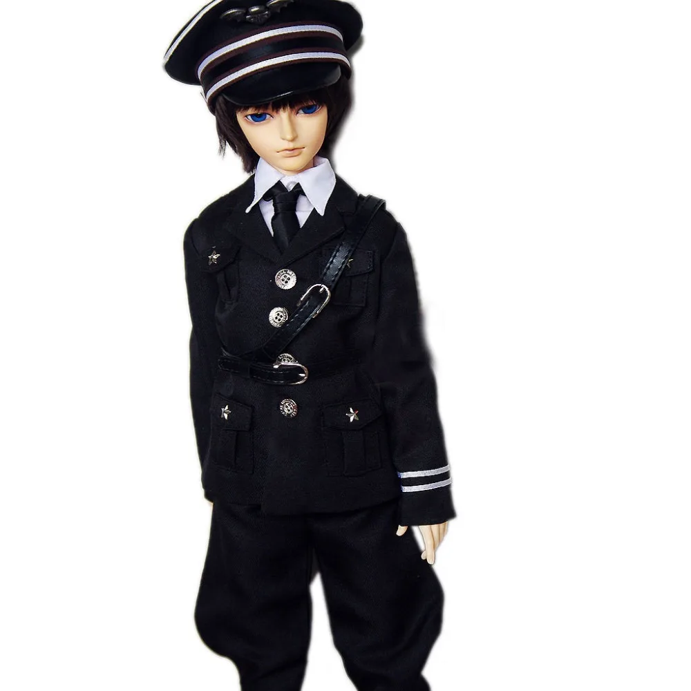 

[wamami] 501# 6pcs Black Military Uniform/Suit/Outfit Set 1/4 MSD 1/3 SD AOD SD17 DZ70 70cm BJD Doll Dollfie