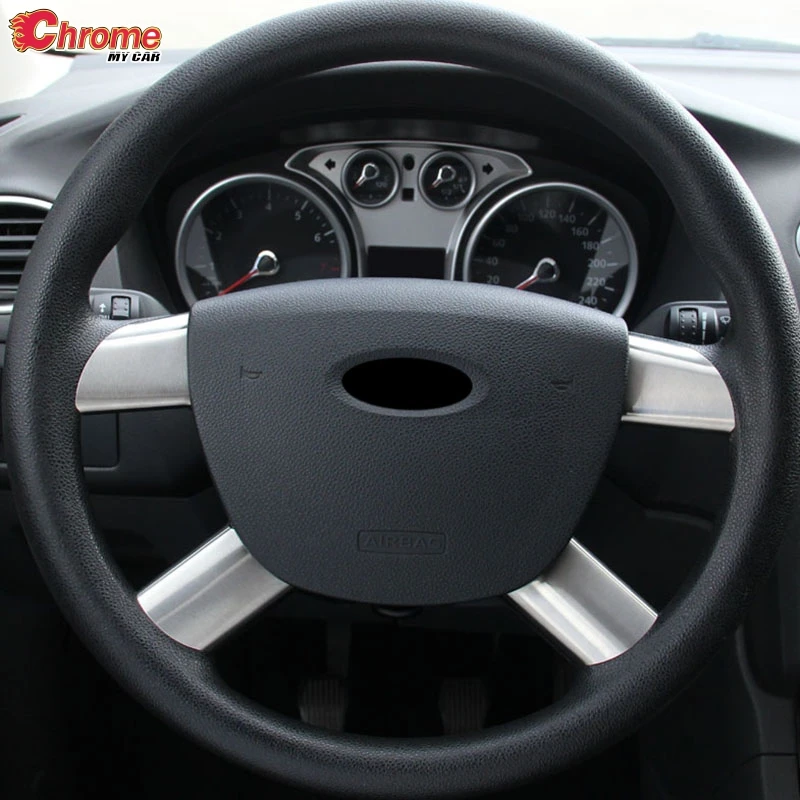 Хромированная панель на руль для Ford Focus Mk2 Euro 2005 2008 2009 2010 2011 значок отделка