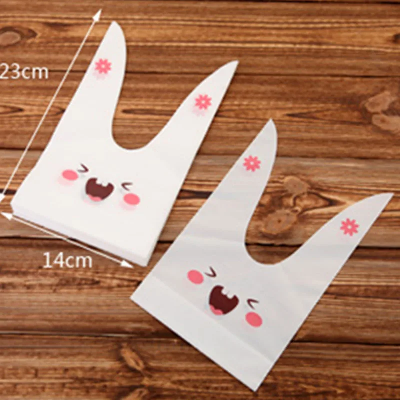 20 шт./лот пакеты для печенья с милыми заячьими ушками пластиковые конфет и