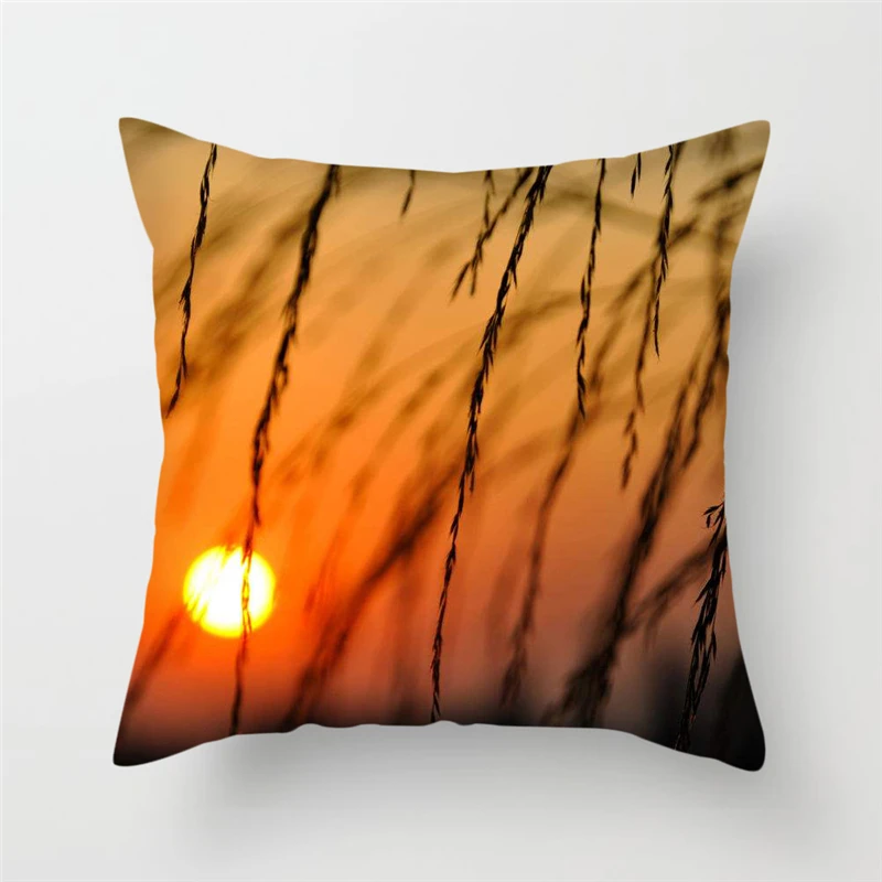 Чехол для подушки Fuwatacchi с живописным принтом чехол закатом океаном озездами