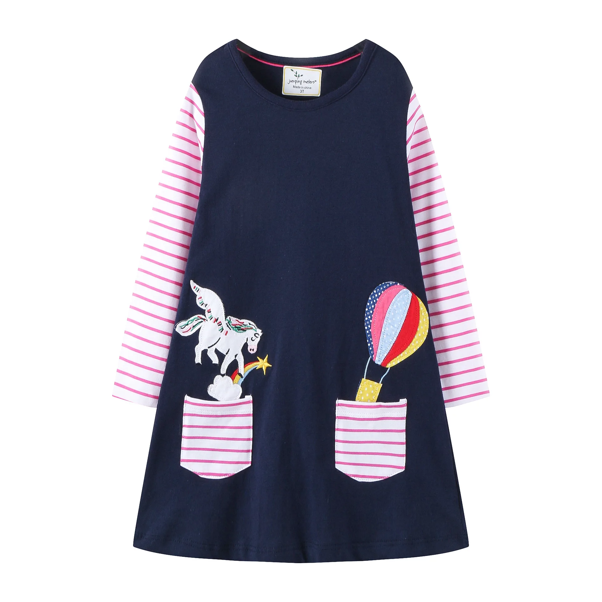 Toddler Girls Cotton Long sleeve Casual Dresses Applique Cartoon Unicorn Dress baby girl clothes 18 months-6 Years | Детская одежда и
