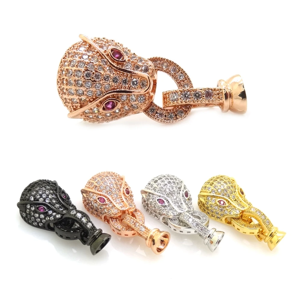 Смешанные цвета голова леопарда гепарда CZ латунная микро паве прозрачный